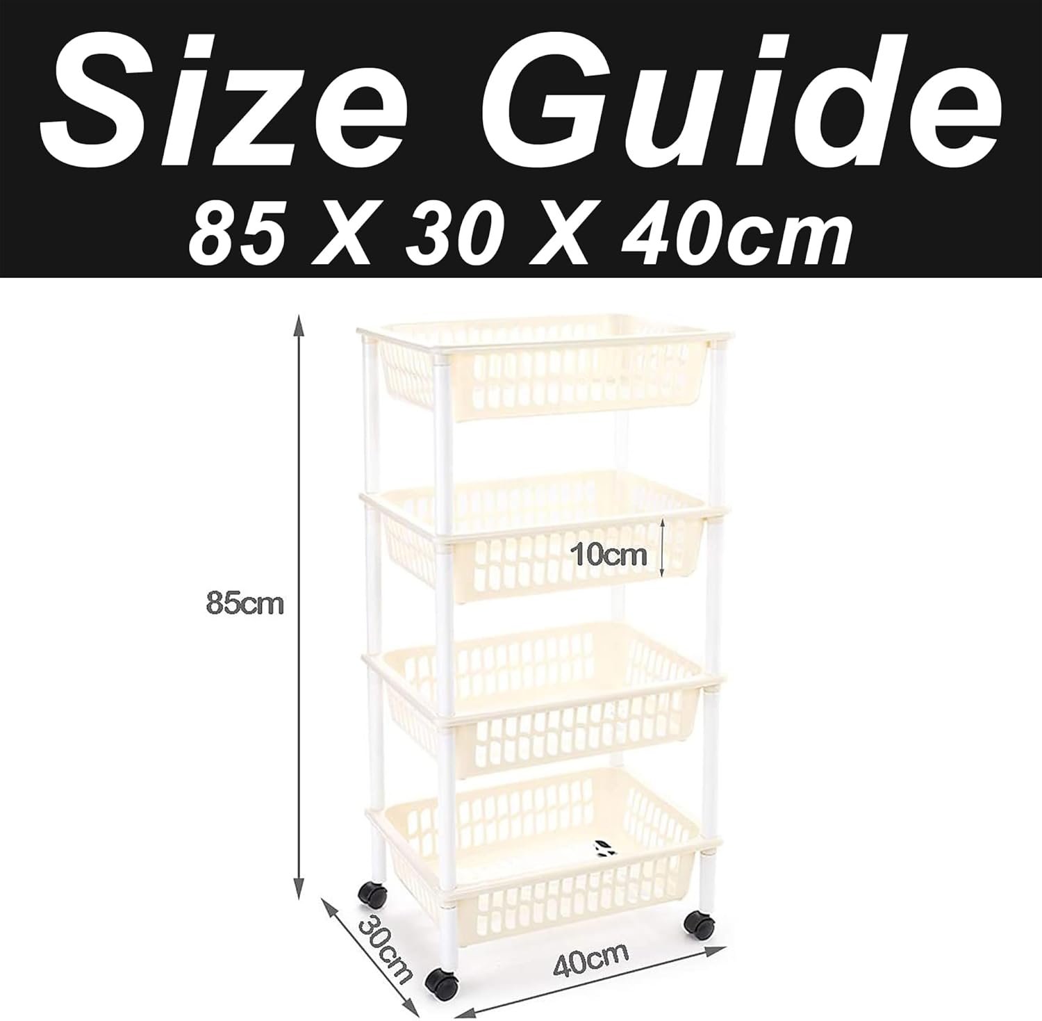 Plastic Storage Trolley Unit with Wheels Utility Kitchen Cart Vegetable Rack Fruit Basket Corner Shelf for Kitchen Bedroom Bathroom Living Room Office (4 - Tier - Taupe) - Image 2